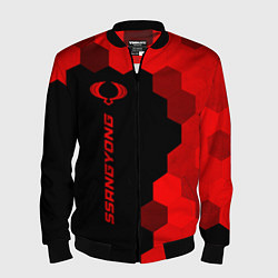 Бомбер мужской SsangYong - red gradient по-вертикали, цвет: 3D-черный