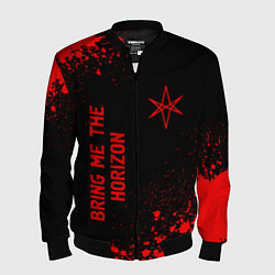 Бомбер мужской Bring Me the Horizon - red gradient вертикально, цвет: 3D-черный