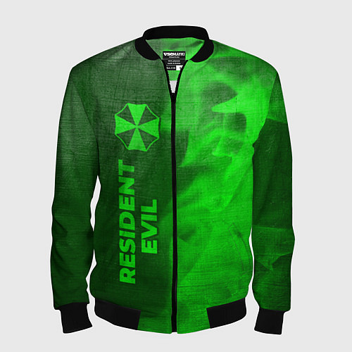 Мужской бомбер Resident Evil - green gradient по-вертикали / 3D-Черный – фото 1