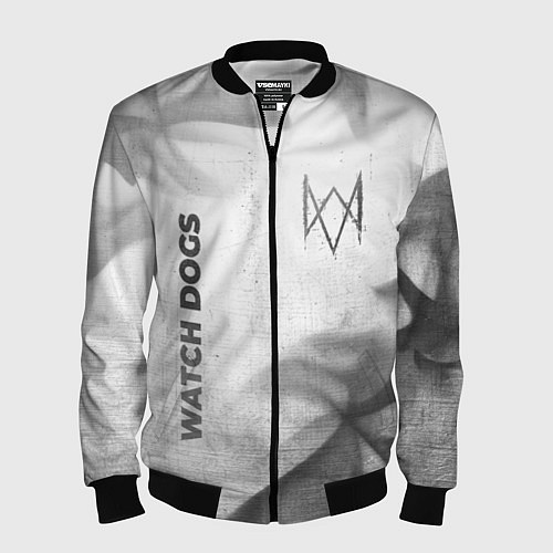 Мужской бомбер Watch Dogs - white gradient вертикально / 3D-Черный – фото 1