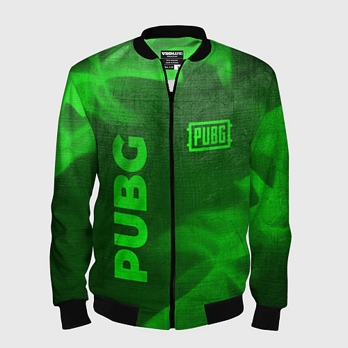 Мужской бомбер PUBG - green gradient вертикально / 3D-Черный – фото 1