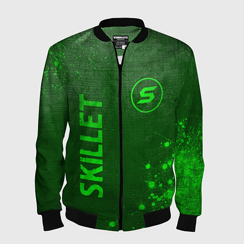 Мужской бомбер Skillet - green gradient вертикально / 3D-Черный – фото 1