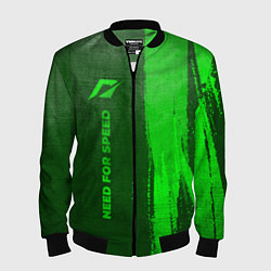 Бомбер мужской Need for Speed - green gradient по-вертикали, цвет: 3D-черный