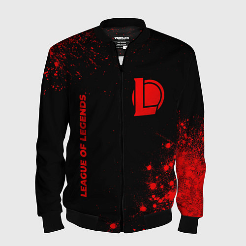 Мужской бомбер League of Legends - red gradient вертикально / 3D-Черный – фото 1