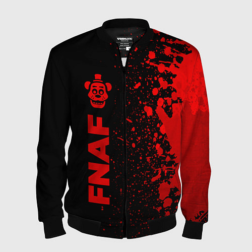 Мужской бомбер FNAF - red gradient по-вертикали / 3D-Черный – фото 1