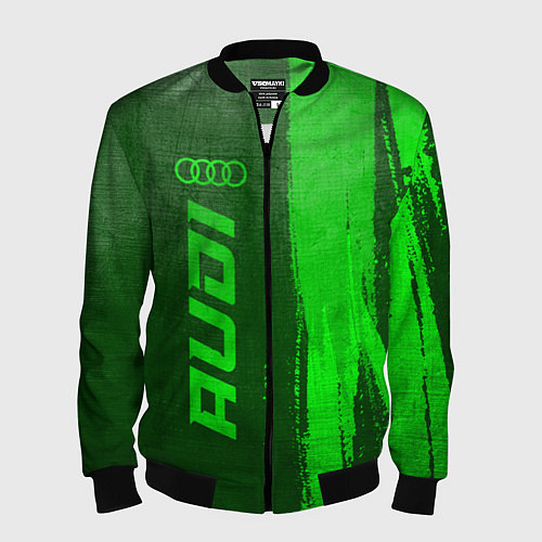 Мужской бомбер Audi - green gradient по-вертикали / 3D-Черный – фото 1
