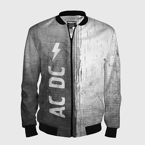 Мужской бомбер AC DC - grey gradient по-вертикали / 3D-Черный – фото 1