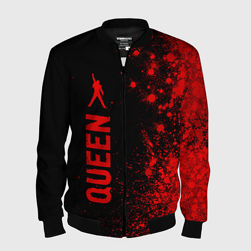 Мужской бомбер Queen - red gradient по-вертикали / 3D-Черный – фото 1