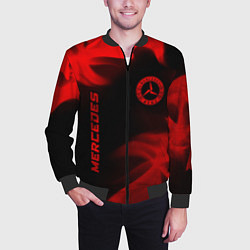 Бомбер мужской Mercedes - red gradient вертикально, цвет: 3D-черный — фото 2