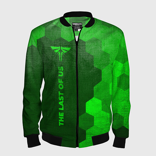 Мужской бомбер The Last Of Us - green gradient по-вертикали / 3D-Черный – фото 1
