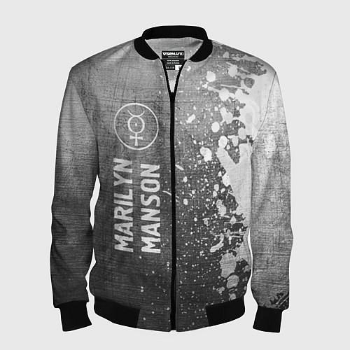 Мужской бомбер Marilyn Manson - grey gradient по-вертикали / 3D-Черный – фото 1