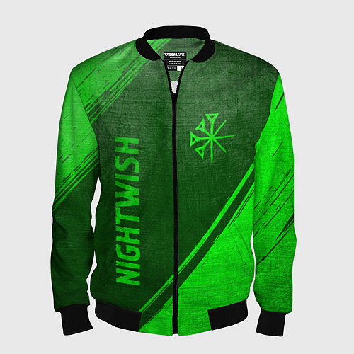 Мужской бомбер Nightwish - green gradient вертикально / 3D-Черный – фото 1
