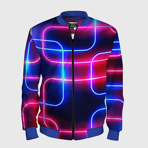 Мужской бомбер Цветные светящиеся неоны / 3D-Синий – фото 1