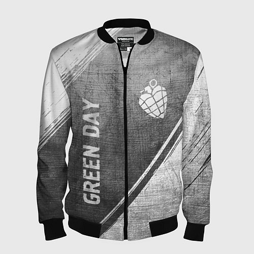 Мужской бомбер Green Day - grey gradient вертикально / 3D-Черный – фото 1