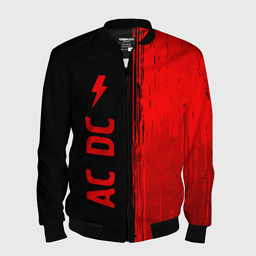 Мужской бомбер AC DC - red gradient по-вертикали / 3D-Черный – фото 1