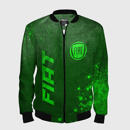 Мужской бомбер Fiat - green gradient вертикально / 3D-Черный – фото 1