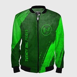 Мужской бомбер Twenty One Pilots - green gradient вертикально
