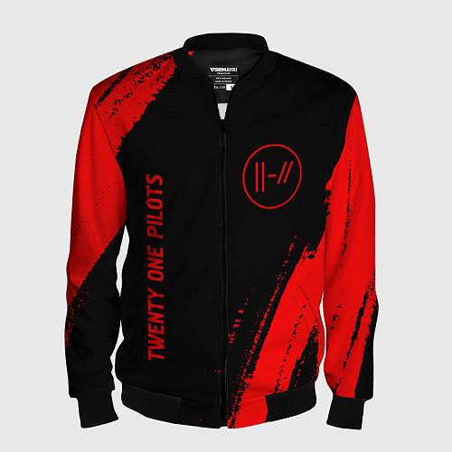 Мужской бомбер Twenty One Pilots - red gradient вертикально / 3D-Черный – фото 1
