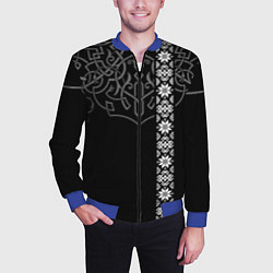 Бомбер мужской Славянские символы традиции народа, цвет: 3D-синий — фото 2