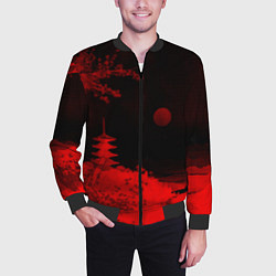 Бомбер мужской Башня в красной сепии, цвет: 3D-черный — фото 2