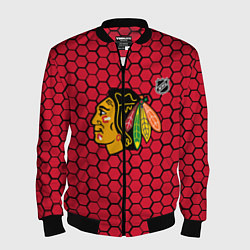 Мужской бомбер Чикаго Блэкхокс - красные соты