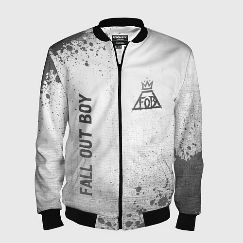 Мужской бомбер Fall Out Boy - white gradient вертикально / 3D-Черный – фото 1