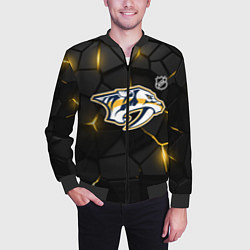 Бомбер мужской Нэшвилл Предаторз - НХЛ хоккей, цвет: 3D-черный — фото 2