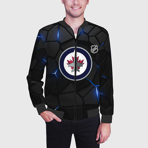Мужской бомбер Виннипег Джетс - НХЛ хоккей / 3D-Черный – фото 3