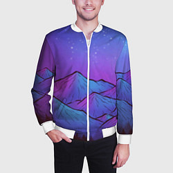 Бомбер мужской Горы под звездным небом, цвет: 3D-белый — фото 2