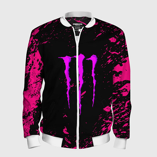 Мужской бомбер Monster energy неоновые краски лого / 3D-Белый – фото 1