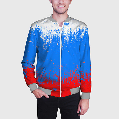 Мужской бомбер Патриот - флаг / 3D-Меланж – фото 3