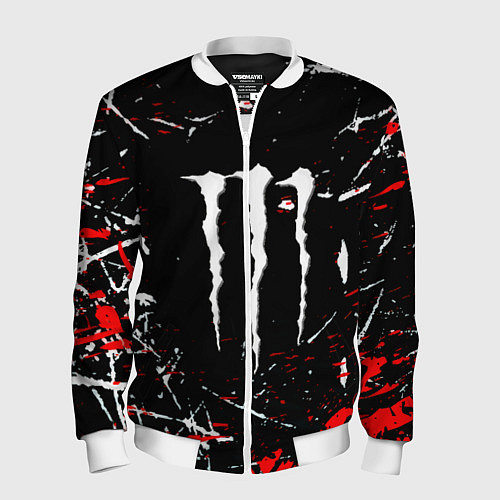Мужской бомбер Monster energy штрихи / 3D-Белый – фото 1