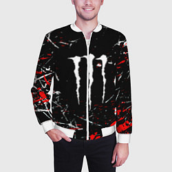 Бомбер мужской Monster energy штрихи, цвет: 3D-белый — фото 2