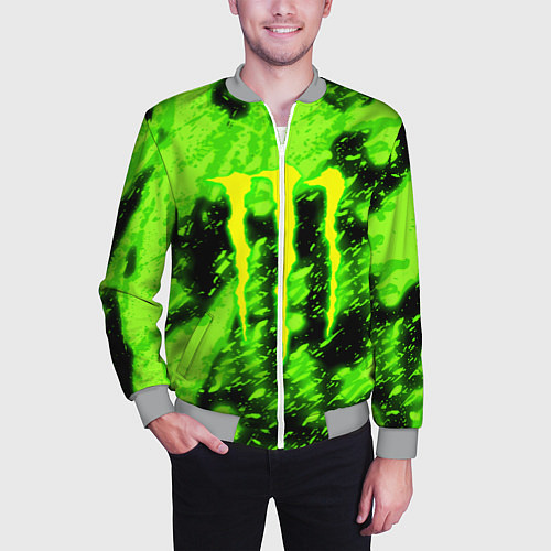 Мужской бомбер Monster energy кислотное лого / 3D-Меланж – фото 3