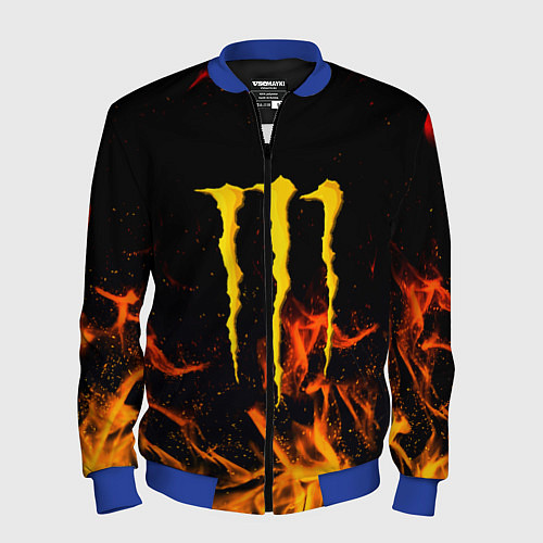 Мужской бомбер Monster energy orange fire / 3D-Синий – фото 1