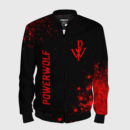 Мужской бомбер Powerwolf - red gradient вертикально / 3D-Черный – фото 1
