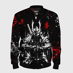 Бомбер мужской Самурай - арт чернилами, цвет: 3D-черный