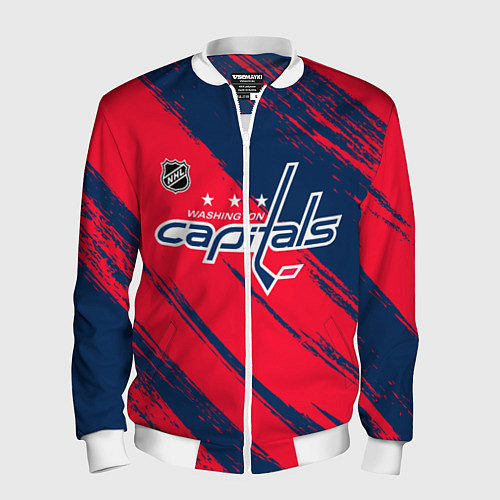 Мужской бомбер Вашингтон Кэпиталз - бырзги красок / 3D-Белый – фото 1