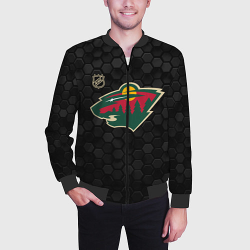 Мужской бомбер Миннесота Уайлд - черные соты / 3D-Черный – фото 3