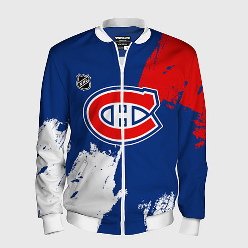 Мужской бомбер Монреаль Канадиенс - брызги краски / 3D-Белый – фото 1