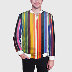 Бомбер мужской Разноцветная полоска, цвет: 3D-белый — фото 2