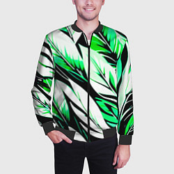 Бомбер мужской Крупные листья абстракция, цвет: 3D-черный — фото 2