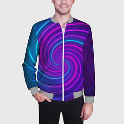 Бомбер мужской Сине-фиолетовая спираль, цвет: 3D-меланж — фото 2