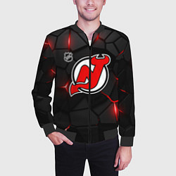 Бомбер мужской Нью Джерси Девилз - плиты с подсветкой, цвет: 3D-черный — фото 2