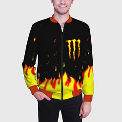 Бомбер мужской Monster energy fire steel, цвет: 3D-красный — фото 2