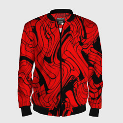 Мужской бомбер Чёрно-красный абстрактный линии