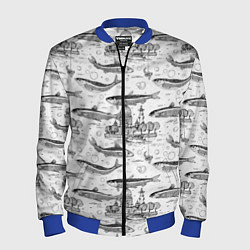 Мужской бомбер Корюшка и рыбалка в Питере паттерн