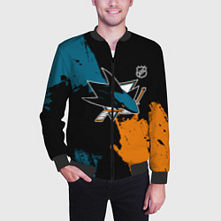 Бомбер мужской Сан Хосе Шаркс - два цвета, цвет: 3D-черный — фото 2