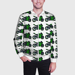 Бомбер мужской Motorbike green, цвет: 3D-белый — фото 2