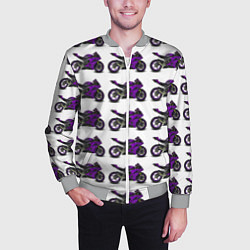 Бомбер мужской Motorcycle purple, цвет: 3D-меланж — фото 2